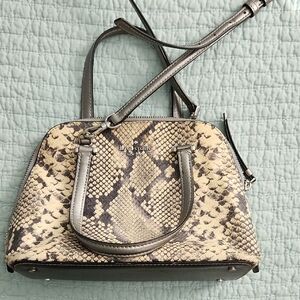 Kate Spade Snake Print CROSSBODY Satchel in Cream and Brown, Silver Hardware